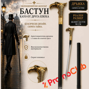 Елегантен и стилен бастун с кинжал и метална дръжка с глава на златен орел SW-18, BFO